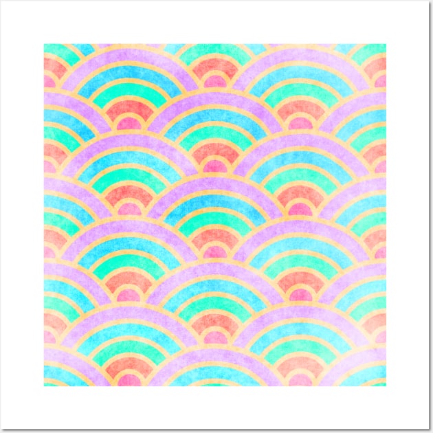 Colorful Seigaiha Wave Wall Art by Kelly Louise Art